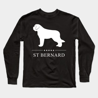 St Bernard Dog White Silhouette Long Sleeve T-Shirt